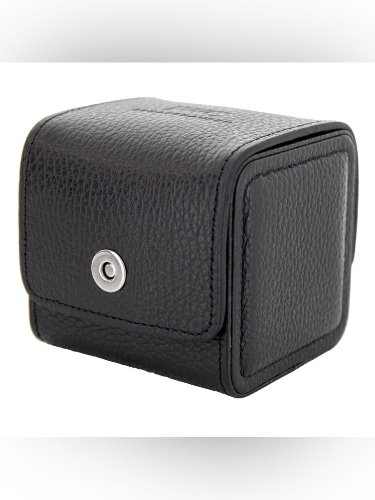 Iwc Black Leather Travel Watch Case Compact Protective Pouch